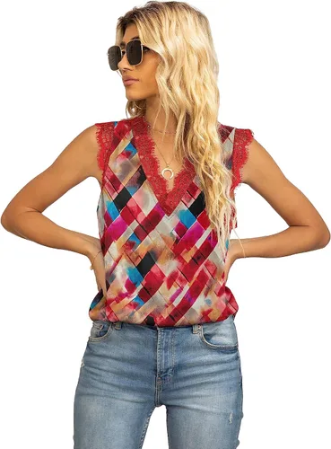 Miniatura 235 de VIISHOW - Camiseta sin mangas, sexy, con cuello en V y bordes de encaje para mujer, camisola de vestir, camisas de gasa, sin mangas, casuales