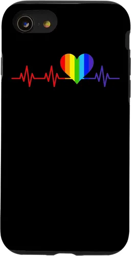iPhone SE (2020) / 7 / 8 Gay Heartbeat Pride Flag Gift And Queer LGBTQ Rainbow Estuche de regalo