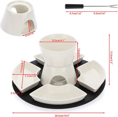 Miniatura 2 de BSTKEY Juego de calentador de mantequilla de cerámica de 10.1 fl oz con paleta de madera, juego de ollas para fondue, juego de cuencos para derretir