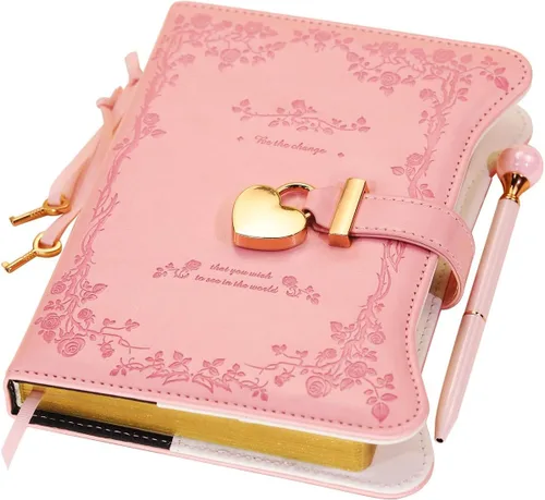 Miniatura 20 de Hoci Poci Agenda con candado y llaves para niñas, ideas de regalo para niñas, diario de 360 páginas con bordes dorados para mujeres, cuaderno
