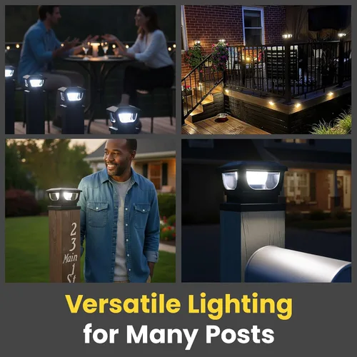 Miniatura 6 de Brighticonic Luces solares para tapa de poste para exteriores de 4 x 4, 3 x 3 – Luces de poste de encendido/apagado automático alimentadas por