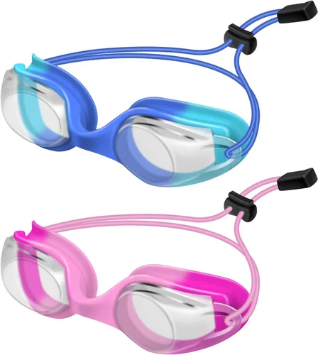 Miniatura 10 de Gafas de natación para niños, paquete de 2 gafas de natación de protección completa, sin fugas, antivaho para niños de 3 a 14 años Verde y Púrpura