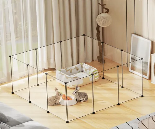 Miniatura 6 de Corralito para mascotas, corralito transparente para animales pequeños, cerca de patio para cachorros, conejos, cobayas, hurones, ratones