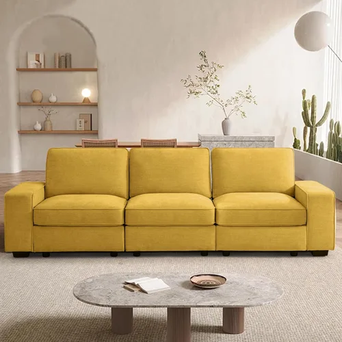 Miniatura 13 de TEKAMON Sofá Modular de 100" con Almacenamiento en los Asientos, Cómodo Sofá de Tela Chenilla de 3 Plazas para Sala de Estar, Oficina, Apartamento