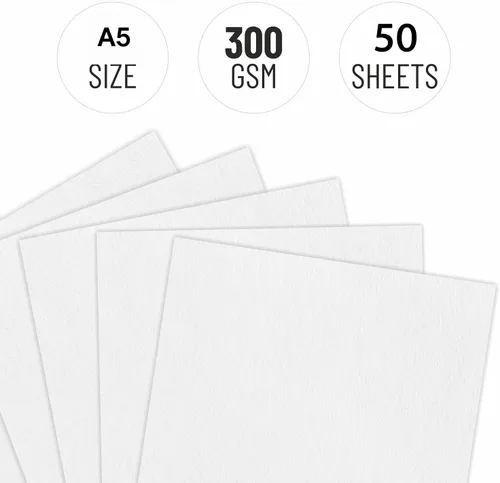 Miniatura 3 de Creo Crafts Papel de acuarela profesional Papel prensado en frío A5 de 300 GSM, sin ácidos, 50 hojas, ideal para artistas, dibujo profesional