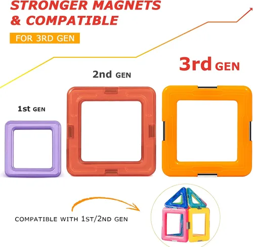 Miniatura 2 de Coodoo Bloques Magnéticos Mejorados Tough Tiles Juguetes STEM para Niños y Niñas de 3+ Años Aprendizaje Jugando para Niños Pequeños, Compatible