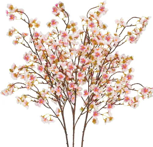 Miniatura 10 de Uieke 8 flores artificiales de cerezo, ramas de flor de cerezo de seda, arreglo de flores de ciruelo falsas para bricolaje, hogar, boda, árbol, 8