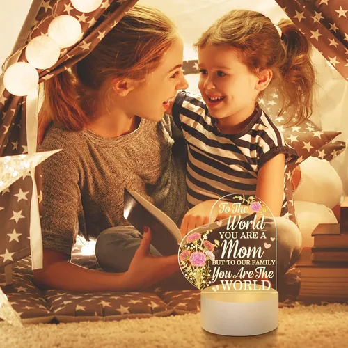Miniatura 5 de Jetec Regalos del Día de la Madre Cumpleaños de Hija Hijo Navidad Regalo de Agradecimiento para Mamá Girasol Grabado Lámparas de Corazón de Acrílico
