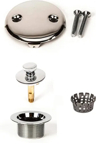 Miniatura 9 de PF WaterWorks PF0967-BN Lift n Turn (cierre giratorio) - Conjunto de drenaje de bañera (drenaje grueso 11.5 TPI + tapón + placa frontal de dos (2)