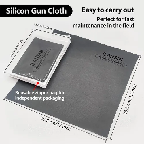 Miniatura 2 de Paños de limpieza de pistola de silicona de 12 x 12 pulgadas, sin pelusas, toallitas de limpieza de pistola con trapos de limpieza de pistola gris 3