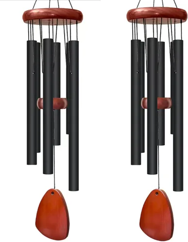 2 piezas 71 cm de carillones de viento para exteriores. Carillones de viento de tono profundo encantadores con 6 tubos de aluminio. Decoración de