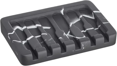 Miniatura 9 de INIUNIK Jabonera autodrenante – Bandeja para jabón con aspecto de mármol, caja de ahorro para esponja para baño, ducha, cocina, color negro