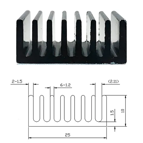 Miniatura 5 de Disipador de calor de aluminio negro con cinta adhesiva conductora térmica, enfriador de disipador de calor de 25 × 25 × 0.394 in para enfriar VRM