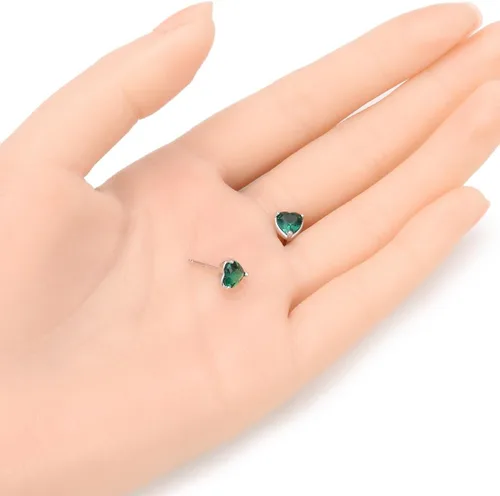Miniatura 4 de 1 Pair Adabele Authentic Sterling Silver Heart Birthstone Stud Earrings 6mm 0.84 Carat Cubic Zirconia Diamond Gemstone Hypoallergenic Nickel Free