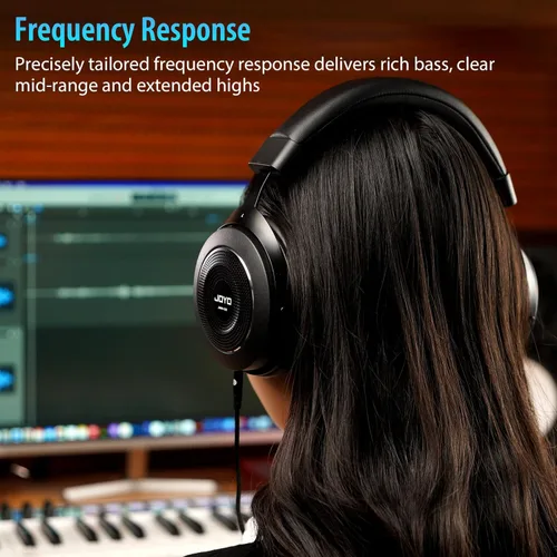 Miniatura 2 de JOYO Auriculares de Monitor de Estudio con Cable Profesionales Semi-Abiertos para Guitarra, Piano, Podcast, Grabación, Mezcla, Transmisión en Vivo