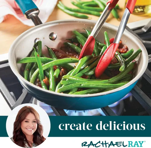 Miniatura 6 de Rachael Ray Create Delicious - Juego de ollas y sartenes de inducción antiadherentes, 13 piezas, verde azulado brillante