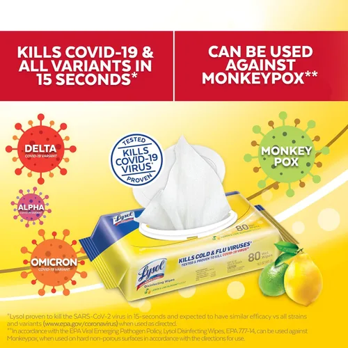 Miniatura 6 de Lysol Handi-Pack Toallitas desinfectantes, Horizonte más brillante, aroma campestre, (paquete de 4 – 320 ct en total)