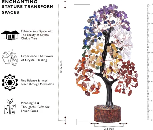 Miniatura 7 de Figura de árbol de piedras preciosas de los siete chakras de Feng Shui, bonsái de dinero, de buena suerte, reiki, cristales curativos, equilibrio