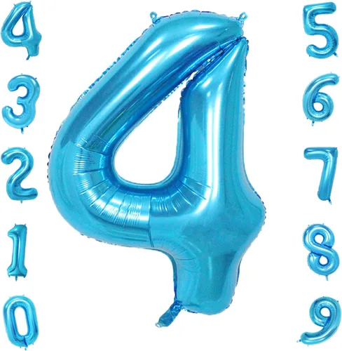 Miniatura 14 de Globos de números azul claro de 40 pulgadas, globos de aluminio de Mylar con helio para cumpleaños, globo número 6 para decoración de fiestas
