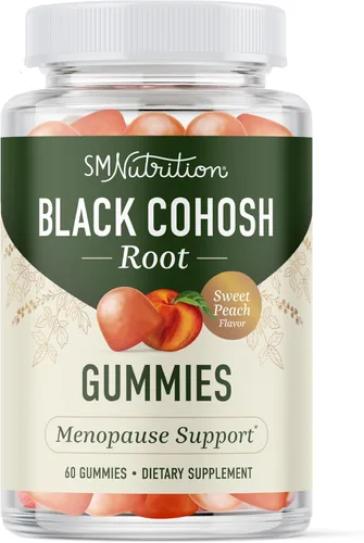 Gomitas de cohosh negro para alivio de la menopausia, sofocos y sudores nocturnos, 50 mg de raíz de cohosh negro para mujeres, sin gluten,