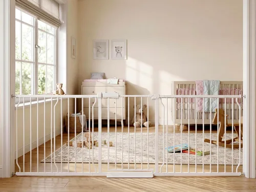 Miniatura 11 de Puertas para bebés extra anchas de 48 a 53 pulgadas, puerta grande para bebé, para escaleras, para mascotas, puertas para interiores, para puertas