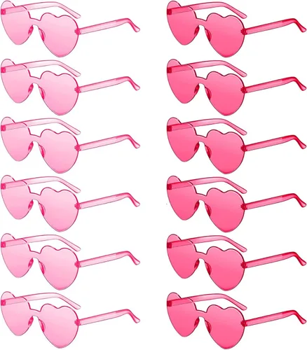 LEFIMOT 12 pares de lentes de sol de corazón para mujer, lentes de sol en forma de corazón a granel coloridos para recuerdos de fiesta