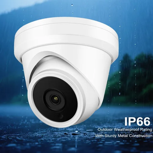 Miniatura 8 de Cámara domo de torreta IP PoE de 4 MP, gran angular de 0.110 in, H.265, cámara de seguridad CCTV resistente al agua IP66, cumple con la NDAA