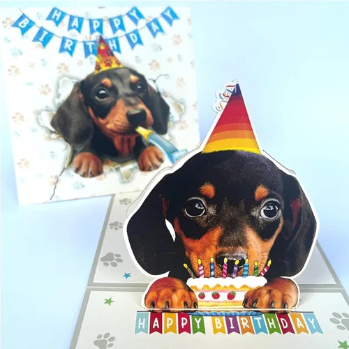 Miniatura 49 de Tarjeta de cumpleaños de perro Beagle 3D emergente – Felicitación de feliz cumpleaños para los amantes de los perros – Tarjeta desplegable