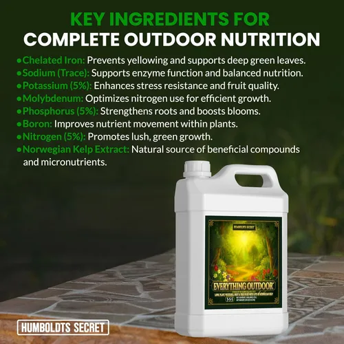 Miniatura 3 de Humboldts Secret Fertilizante líquido Everything Outdoor 5-5-5 con algas noruegas y micronutrientes para césped, jardines, verduras, flores