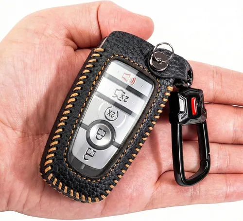 Funda de cuero para llavero Ford compatible con Bronco Escape Mustang Explorer F150 F250 F350 Fusion Edge 2017-2026 (negro)