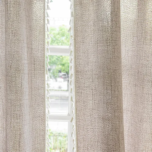 Miniatura 4 de Setaback - Cortinas bohemias de lino para sala de estar, 84 pulgadas de largo, 2 paneles con borlas, estilo campestre bohemio, bolsillo para Gris