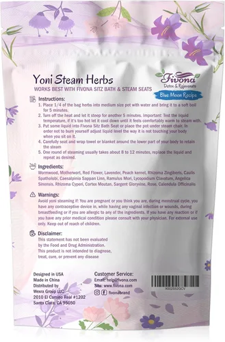 Miniatura 9 de Fivona Yoni - Kit de vapor 3 en 1 paquete de asiento de vapor expandible para bolsa de almacenamiento de inodoro y mezcla de hierbas de luna azul