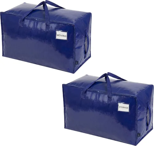 VENO Paquete de 2 bolsas de mudanza y contenedores grandes de almacenamiento de decoración navideña con tapas. Alternativa a las cajas de mudanza,