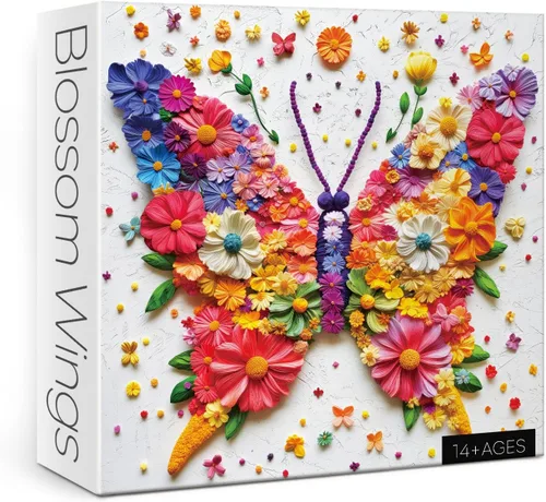 Miniatura 2 de Rompecabezas de alas de mariposa coloridas para adultos, 1000 piezas, rompecabezas estético de plantas de flores, rompecabezas de bordado