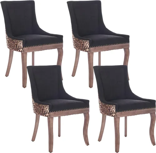 Miniatura 31 de Aoowow Juego de 2 sillas laterales tapizadas vintage de tela, sillas de madera maciza para cocina, comedor con cabezas de clavo, patas de madera