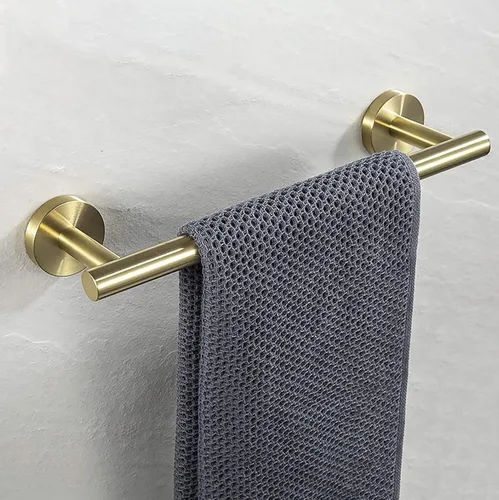 Miniatura 6 de SEIDO Toallero de acero inoxidable 304 para pared de baño, longitud útil de 9.6 pulgadas, barra de toalla de mano dorada cepillada, barra de toalla