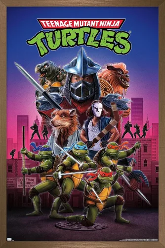 Miniatura 15 de Teenage Mutant Ninja Turtles (1990) - Póster de pared de una hoja, 22.4 pulgadas de largo x 14.7 pulgadas de ancho, versión enmarcada de madera