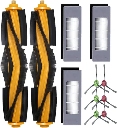 Piezas de repuesto para Ecovacs DEEBOT OZMO N8 T8 Series Robot Aspirador Accesorios Incluye 2 Cepillo Principal 6 Cepillo Lateral 3 Filtro HEPA