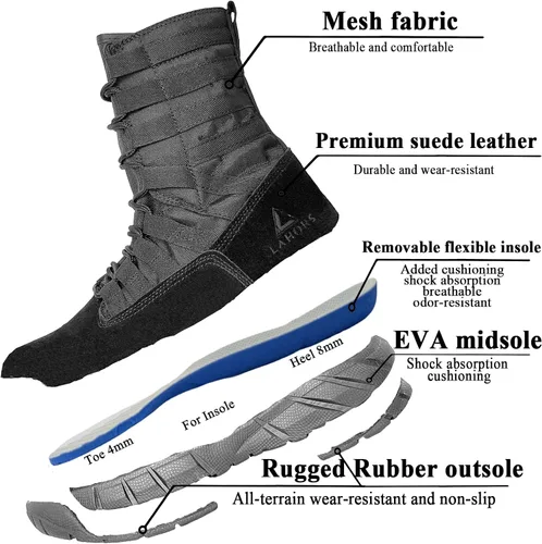 Miniatura 3 de Botas tácticas militares de combate ligeras para hombre. Botas de desierto al aire libre para senderismo, ejército, transpirables, con cremallera