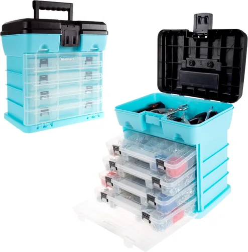 Caja de herramientas portátil - Organizador de piezas pequeñas con cajones y compartimentos personalizables para herramientas, aparejos, cuentas o