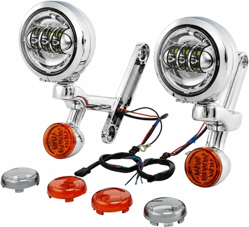 Green-L Luz Antiniebla LED con Señal de Giro para Harley 1997-2013 Touring Street Glide Electra Glide Road King Foco de 4.5" Indicador de Luz Estilo