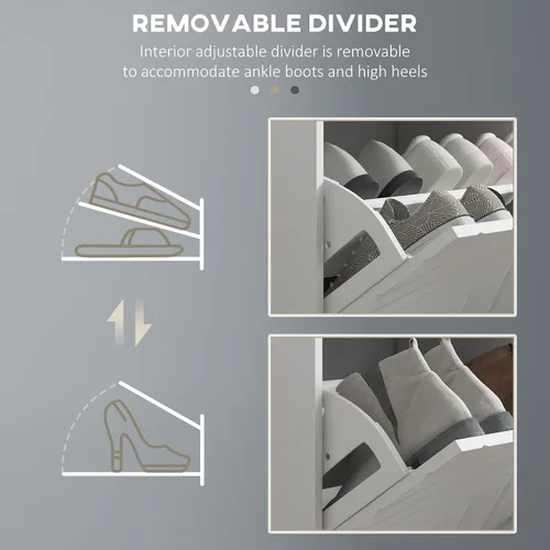 Miniatura 6 de HOMCOM Banco de zapatos, banco de entrada con 2 cajones abatibles, cojín de asiento y 2 rejillas de ventilación para 8 pares de zapatos