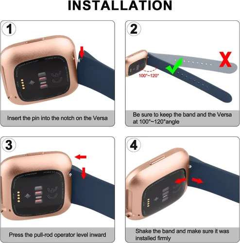 Miniatura 4 de AK Correas de silicona compatibles con Fitbit Versa 2, correas clásicas suaves de repuesto para reloj inteligente Fitbit Versa (azul abismo)