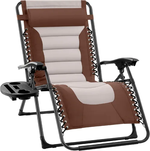 Miniatura 29 de Best Choice Products Silla acolchada de gravedad cero de gran tamaño, reclinable plegable para patio al aire libre, tumbona antigravedad XL