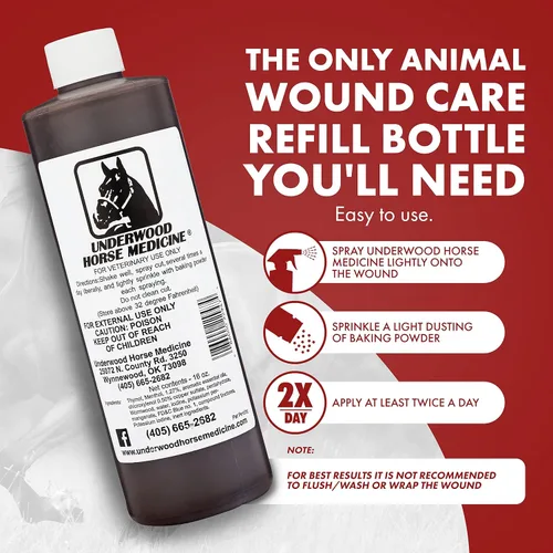 Miniatura 3 de Underwood Horse Medicine - Spray para heridas para una curación rápida, fácil y eficaz de cortes, rasguños, desgarros y pinchazos sin envolver