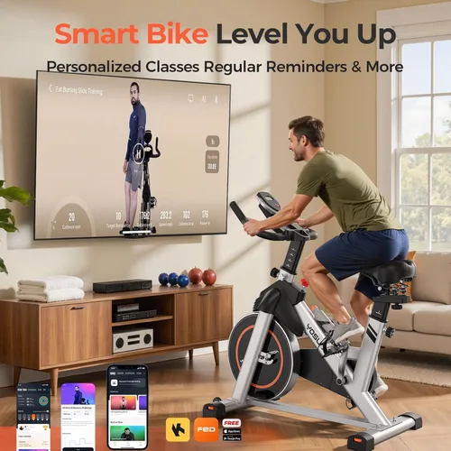 Miniatura 5 de YOSUDA Exercise Bike, Brake Pad Stationary Bike for Home with Exclusive App, Magnetic Indoor Cycling Bike with 300 lb Weight Capacity, Low Noise