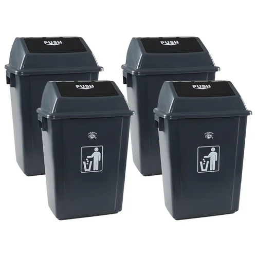 Paquete de 4 cubos de basura de reciclaje de 13 galones para el hogar dormitorio y la oficina, contenedor de reciclaje grande con tapa, color gris