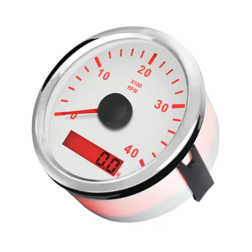 Miniatura 3 de ELING Tacómetro medidor de RPM con medidor de horas para coche, camión, barco, yate, 0-4000 rpm, 3.346 in con retroiluminación Blanco y acero