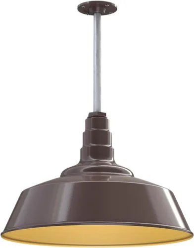 Miniatura 25 de Steel Lighting Co. Manhattan Warehouse Light Lámpara colgante montada en el techo Cúpula de 20 pulgadas Montaje al ras Luz de granero