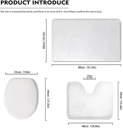 Miniatura 3 de Axolotl - Juego de 3 alfombras de baño antideslizantes y lavables para tapa de inodoro y tapete de contorno con respaldo de PVC, juego de tapetes